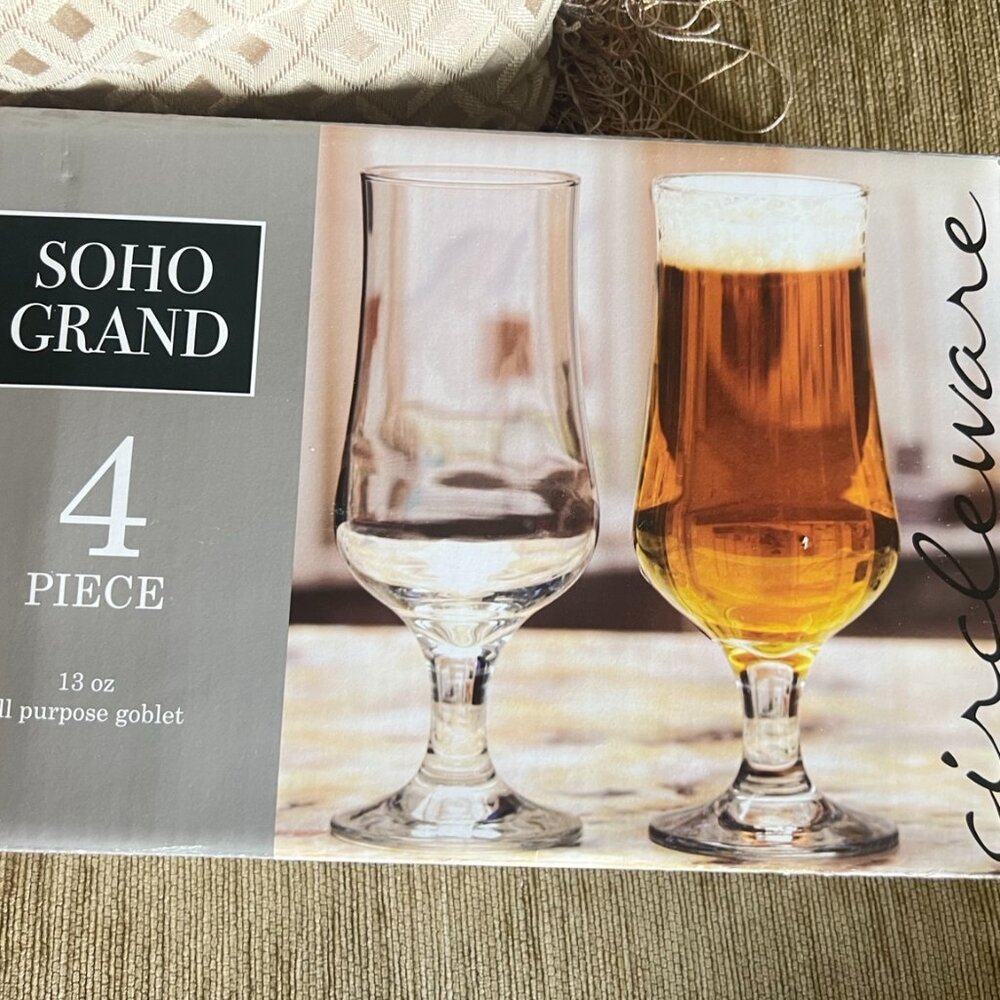 Circleware Soho Grand 13 oz Goblets – Set of 4 – All Purpose Glasses